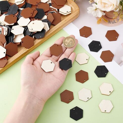 Ph Pandahall 240pcs 3 ألوان 1 بوصة معلقات خشبية غير مصبوبة ، غير مكتملة من الخشب غير المكتم in Kuwait