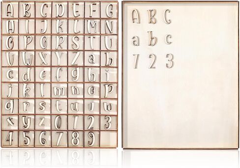 Geelin 248 PCS 1 بوصة أحرف أبجدية خشبية مع مربع تخزين فارغ أرقام أحرف خشبية غير مكتملة مع صينية تخزين ريفية للتعلم الإملائي الحرف اليدوية DIY in Kuwait