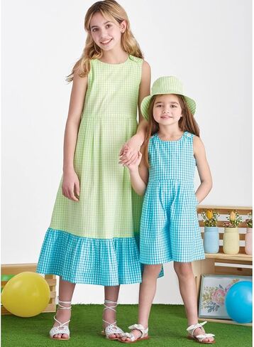 Simplicity SS9617K5 Children's Pull-on Jumpsuit, Pull-on Romper, and Pull-on Dress Sewing Pattern Packet, Design Code S9617, Sizes 7-8-10-12-14 in Saudi Arabia