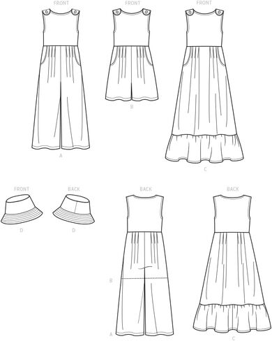 Simplicity SS9617K5 Children's Pull-on Jumpsuit, Pull-on Romper, and Pull-on Dress Sewing Pattern Packet, Design Code S9617, Sizes 7-8-10-12-14 in Saudi Arabia