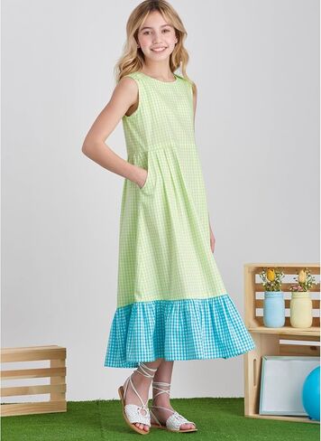 Simplicity SS9617K5 Children's Pull-on Jumpsuit, Pull-on Romper, and Pull-on Dress Sewing Pattern Packet, Design Code S9617, Sizes 7-8-10-12-14 in Saudi Arabia