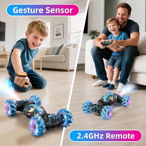 Gigilli Gesture Sensing RC Stunt Car Boys Toys Age 6-8-12, 4WD Remote Control Twist Drift Car with Spray Music Lights for Kids Ages 7 9 10 11 Years Old, Cool Birthday Presents Ideal Gifts for Boys in Saudi Arabia