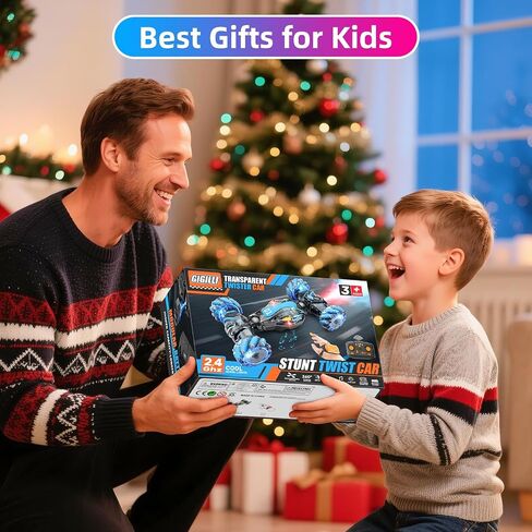 Gigilli Gesture Sensing RC Stunt Car Boys Toys Age 6-8-12, 4WD Remote Control Twist Drift Car with Spray Music Lights for Kids Ages 7 9 10 11 Years Old, Cool Birthday Presents Ideal Gifts for Boys in Saudi Arabia
