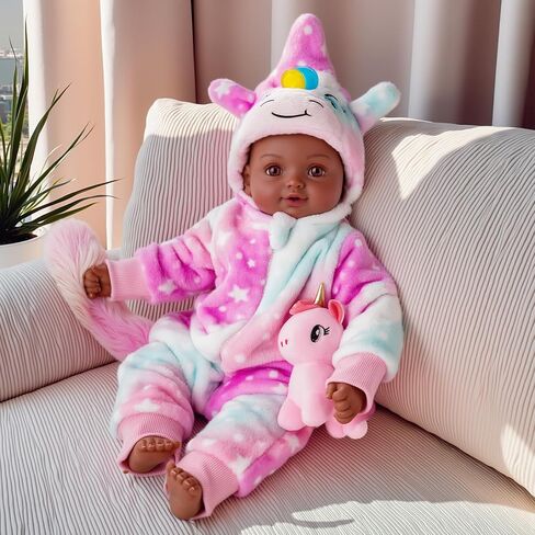 BABESIDE Black Baby Dolls - 15 Inch Realistic Baby Doll with Brown Eyes and Unicorn Outfit, Life Like Baby Dolls That Look Real, Dolls for 3 4 5 6 7 8 9 Years Girl, Birthday Gift and Pretend Play in Saudi Arabia