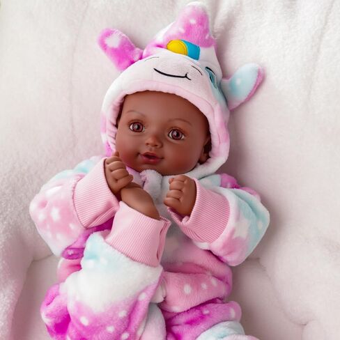 BABESIDE Black Baby Dolls - 15 Inch Realistic Baby Doll with Brown Eyes and Unicorn Outfit, Life Like Baby Dolls That Look Real, Dolls for 3 4 5 6 7 8 9 Years Girl, Birthday Gift and Pretend Play in Saudi Arabia