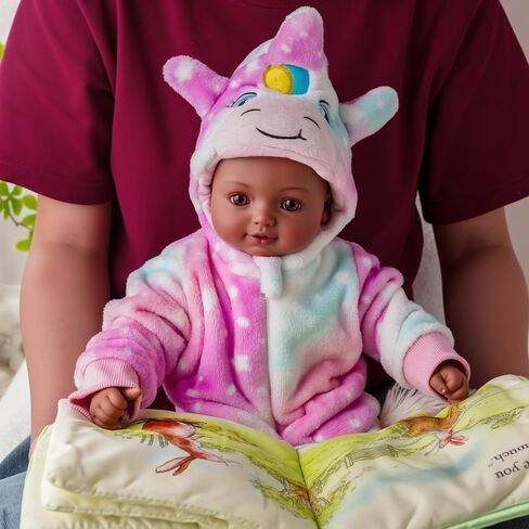 BABESIDE Black Baby Dolls - 15 Inch Realistic Baby Doll with Brown Eyes and Unicorn Outfit, Life Like Baby Dolls That Look Real, Dolls for 3 4 5 6 7 8 9 Years Girl, Birthday Gift and Pretend Play in Saudi Arabia
