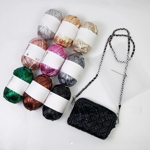 Metallic T-Shirt Yarn – Shiny Leather-Like Rope for Knitting & Crochet | DIY Jewelry, Bags, Home Decor | Soft & Durable Craft Yarn (Metal Cloth Wire Single Volume 12 Dark Grey) in Saudi Arabia