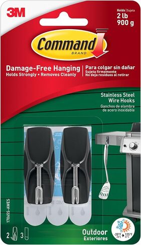 Command Medium Wire Toggle Hooks, Damage Free Hanging Wall Hooks with Adhesive Strips, No Tools Wall Hooks for Hanging Organizational Christmas Decorations, 35 White Hooks and 40 Command Strips in Saudi Arabia