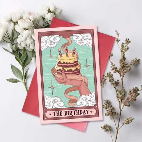 Witchy Birthday Card for Tarot Lover, Tarot Themed Birthday Card for Family Friend, Magical Bday Gift in Saudi Arabia