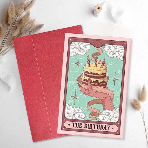 Witchy Birthday Card for Tarot Lover, Tarot Themed Birthday Card for Family Friend, Magical Bday Gift in Saudi Arabia