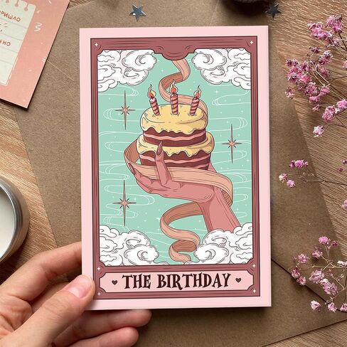Witchy Birthday Card for Tarot Lover, Tarot Themed Birthday Card for Family Friend, Magical Bday Gift in Saudi Arabia