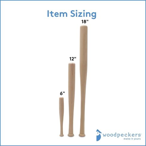 Half Wood Bat MINI, Unfinished Split Wooden Baseball Bats to Personalize for Craft Signs, Souvenirs & Gifts, by Woodpeckers in Saudi Arabia
