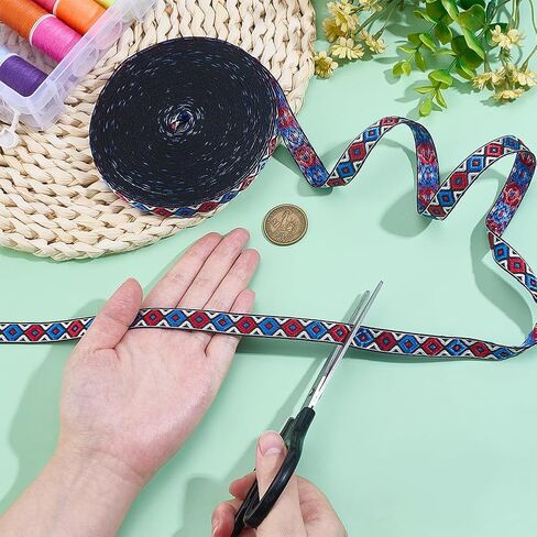 PH Pandahall 15yards شريط Jacquard ، 1/2 بوصة Rhombus المطرزة الشريط العرقي منسوج من الدانتيل in Saudi Arabia