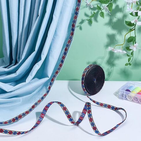 PH Pandahall 15yards شريط Jacquard ، 1/2 بوصة Rhombus المطرزة الشريط العرقي منسوج من الدانتيل in Saudi Arabia
