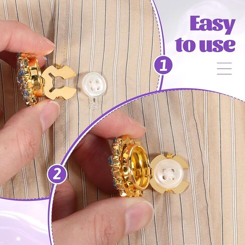 12 Pcs Rhinestone Button Covers for Women Blouses, Colorful Crystal Button Detachable Jewelry ClipsSewing Buttons for Women Men Shirts DIY Clothing Decorative in Kuwait