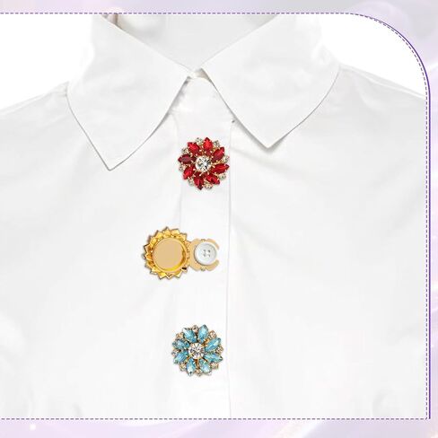 12 Pcs Rhinestone Button Covers for Women Blouses, Colorful Crystal Button Detachable Jewelry ClipsSewing Buttons for Women Men Shirts DIY Clothing Decorative in Kuwait