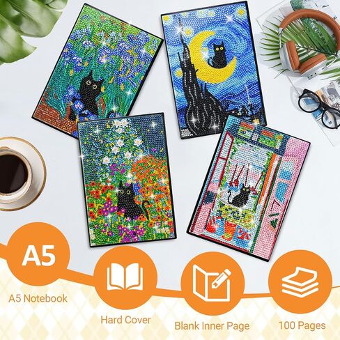 Lingfang 4 Pack Diamond Art Kits for البالغين المراهقين ، دفاتر المجلات المجلات المجلات ، DIY 5D GEM DOTS الحرف الفنية للبالغين ، عيد ميلاد المراهقين ، التخرج ، هدايا عيد الميلاد مع الأدوات (CAT) in Kuwait
