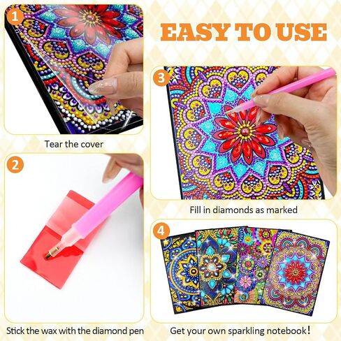 Lingfang 4 Pack Diamond Art Kits for البالغين المراهقين ، دفاتر المجلات المجلات المجلات ، DIY 5D GEM DOTS الحرف الفنية للبالغين ، عيد ميلاد المراهقين ، التخرج ، هدايا عيد الميلاد مع الأدوات (CAT) in Kuwait