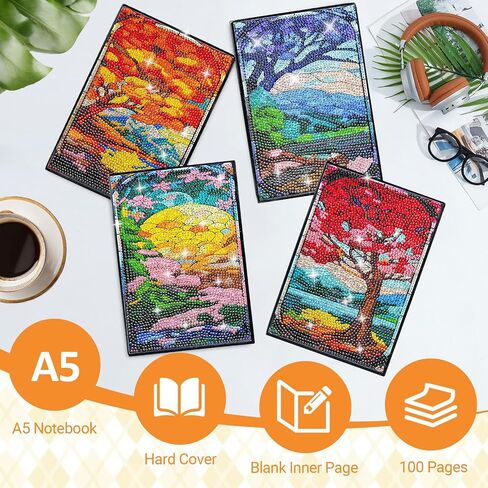 Lingfang 4 Pack Diamond Art Kits for البالغين المراهقين ، دفاتر المجلات المجلات المجلات ، DIY 5D GEM DOTS الحرف الفنية للبالغين ، عيد ميلاد المراهقين ، التخرج ، هدايا عيد الميلاد مع الأدوات (CAT) in Kuwait
