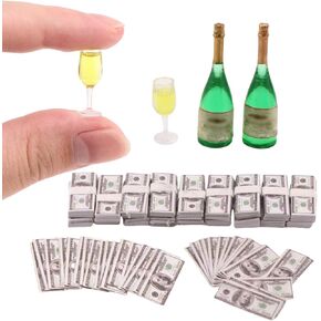 Miniature Doll Accessories 400Pcs 1:12 Scale Mini Money Miniature Playing Card Mini Wine Bottles Set Model for Tiny Doll House Accessories,Action Figure Scene Props,DIY Craft Projects in Saudi Arabia