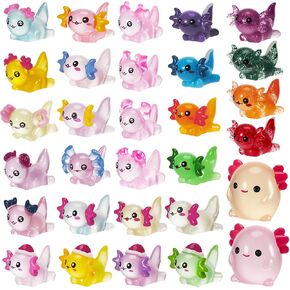 30 Pcs Mini Resin Axolotl 6 Styles Luminous Small Axolotl Miniature Animal Figurine Luminous Mini Resin Animal Party Favors for DIY Garden Landscape Decoration in Kuwait