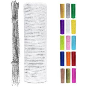 Red Metallic Deco Mesh Ribbon Roll 10 inch x 30 feet (10 Yards) for Christmas Tree, Wreaths, Swags, Garland, Holiday Decorations Glitter Foil Gift Wrapping Craft in Saudi Arabia