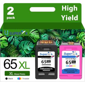 Superink 65xL استبدال خرطوشة الحبر المعاد تصنيعها لـ HP 65 65 XL متوافق مع HP Envy 5055 5058 5052 Deskjet 3755 2622 2655 2624 3720 3721 3722 3723 3730 3732 3752 Printer (1 pack ، Black) in Kuwait