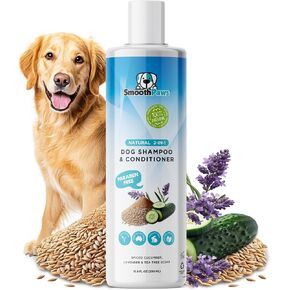 2-in-1 Natural Dog Shampoo & Conditioner – pH-Balanced for Dogs & Puppies | Gentle Oatmeal & Aloe Vera Formula for Sensitive Skin | Spiced Cucumber, Lavender & Tea Tree Scent | 16.9 oz | Smooth Paws in Saudi Arabia