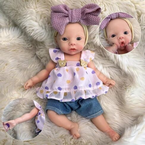 11 Inch Full Body Silicone Reborn Baby Doll, Eyes Open Realistic Lifelike Full Silicone Body Baby Girl in Kuwait
