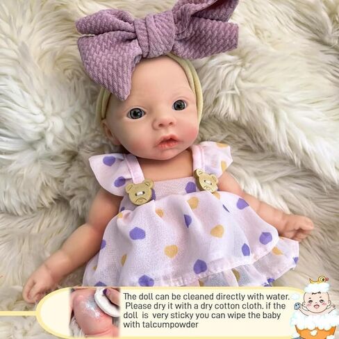 11 Inch Full Body Silicone Reborn Baby Doll, Eyes Open Realistic Lifelike Full Silicone Body Baby Girl in Kuwait