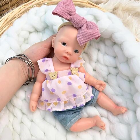 11 Inch Full Body Silicone Reborn Baby Doll, Eyes Open Realistic Lifelike Full Silicone Body Baby Girl in Kuwait