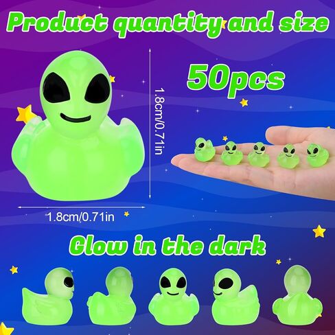 50 Pcs Mini Alien Figures Glow in The Dark, Tiny Alien Ducks, Mini Resin Figurines in Bulk, Little Resin Ducks for Space Party Favors Halloween Prank (Green) in Saudi Arabia