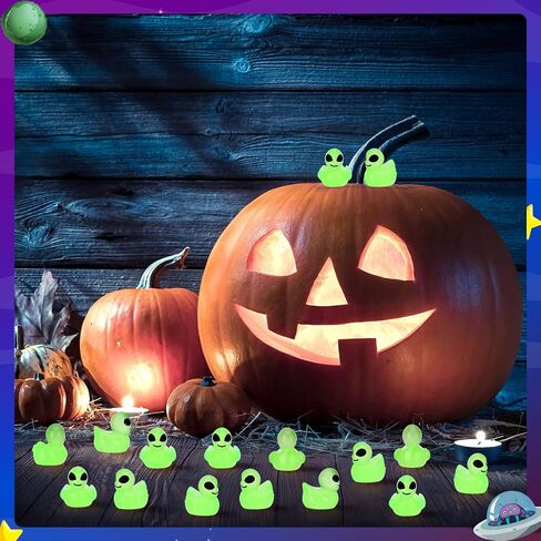 50 Pcs Mini Alien Figures Glow in The Dark, Tiny Alien Ducks, Mini Resin Figurines in Bulk, Little Resin Ducks for Space Party Favors Halloween Prank (Green) in Saudi Arabia