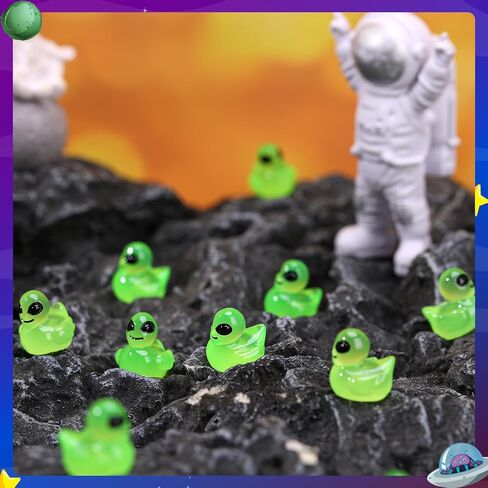 50 Pcs Mini Alien Figures Glow in The Dark, Tiny Alien Ducks, Mini Resin Figurines in Bulk, Little Resin Ducks for Space Party Favors Halloween Prank (Green) in Saudi Arabia