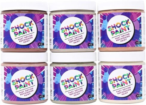 Pop of Color Premium Chalk Paint, Boho Bundle (4 oz. Pack of 6) Pear, Ecru, Terra Cotta, Beary Brown, Deep Blush, Wet Sand, Vibrant and Bold, Easy to Apply & Fast Drying in Saudi Arabia