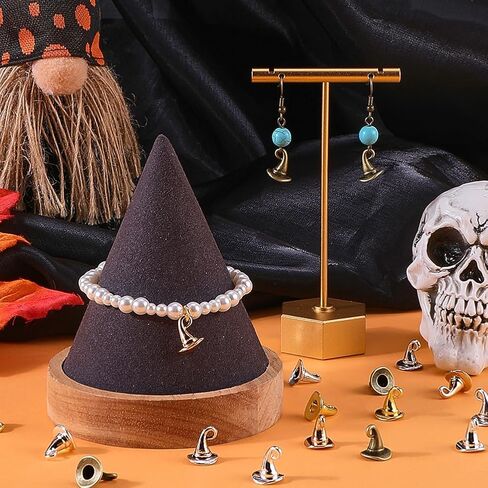 Sunnyclue 1 Box 60pcs Wizard Hat Charms Bulk Witch Hats Charm 3D Alloy Western Halloween Magic Energy Charm for Jewelry Making Diy Crafts in Saudi Arabia