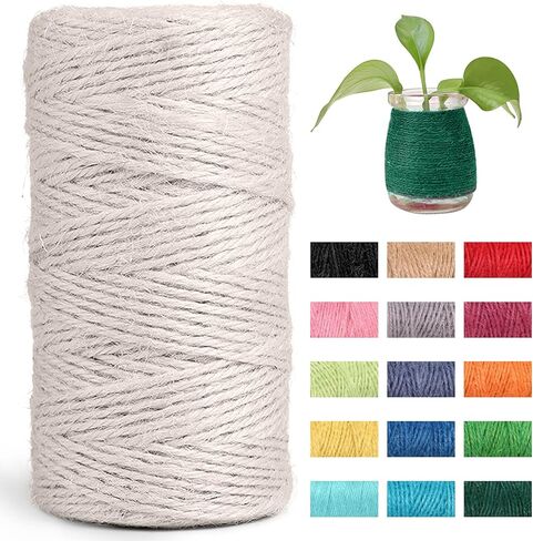 JeogYong Jute Twine String 2mm 328 feet Thick 3-Ply Natural Jute Rope Hemp Twine for Crafts Gift Wrapping Packing Gardening Wedding and Christmas Decorations (White) in Kuwait