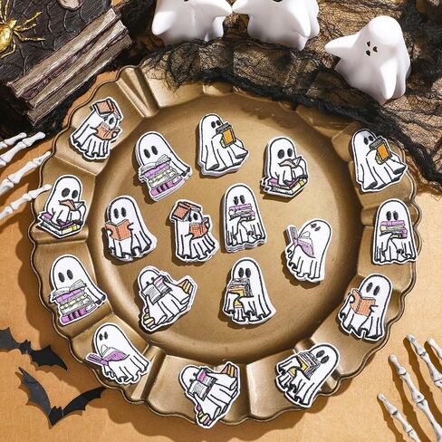 Janinka 45 Pcs Halloween Ghost Reading Book Patches Funny Ghost Book Readers Embroidered Sew on Patches Halloween Embroidery DIY Accessory for Clothes Pants Hats Jeans in Saudi Arabia