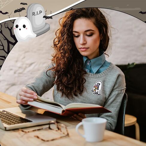 Janinka 45 Pcs Halloween Ghost Reading Book Patches Funny Ghost Book Readers Embroidered Sew on Patches Halloween Embroidery DIY Accessory for Clothes Pants Hats Jeans in Saudi Arabia