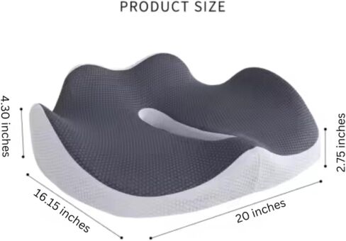 Ergonomic Large Seat Cushion for Office Chair - Memory Foam Coccyx Cushion for Tailbone, Sciatica & Back Pain Relief - Breathable Washable Cover, Non-Slip Base for Home, Office, Car, and Travel in Saudi Arabia