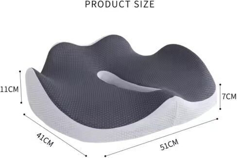 Ergonomic Large Seat Cushion for Office Chair - Memory Foam Coccyx Cushion for Tailbone, Sciatica & Back Pain Relief - Breathable Washable Cover, Non-Slip Base for Home, Office, Car, and Travel in Saudi Arabia