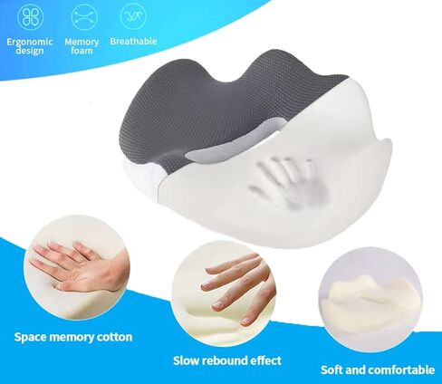 Ergonomic Large Seat Cushion for Office Chair - Memory Foam Coccyx Cushion for Tailbone, Sciatica & Back Pain Relief - Breathable Washable Cover, Non-Slip Base for Home, Office, Car, and Travel in Saudi Arabia