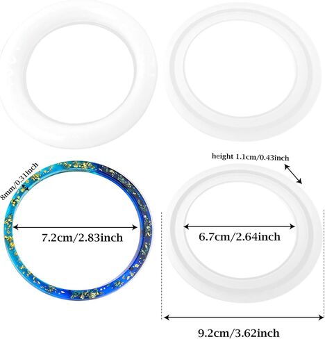 Honbay 2PCS Silicone Bracelet Resin Mold Bangle Mould Round Jewelry Casting Mold for Jewelry Making DIY Crafts Supplies (Inner Diameter: 72mm) in Saudi Arabia