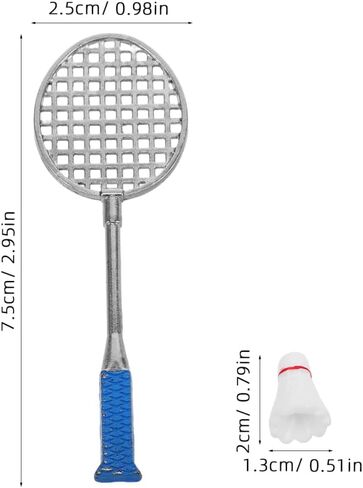 Kisangel 2sets Mini Dollhous Detminton Detmet ، مضربات الريشة المصغرة مع كرات للاشتعال سحر حقيبة الظهر الرياضية in Kuwait