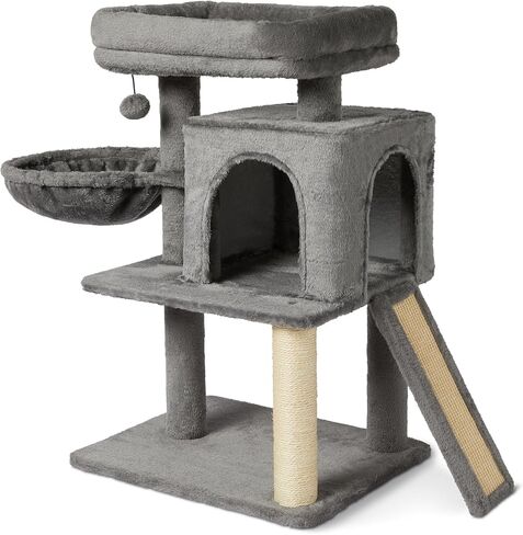 Amazon Basics Indoor Cat & Kittens Tower Multi-Level Climbing Tower مع منشورات خدش ، معتمدة من FSC ، L-60.1 "(152.7 سم) H ، رمادي in Saudi Arabia