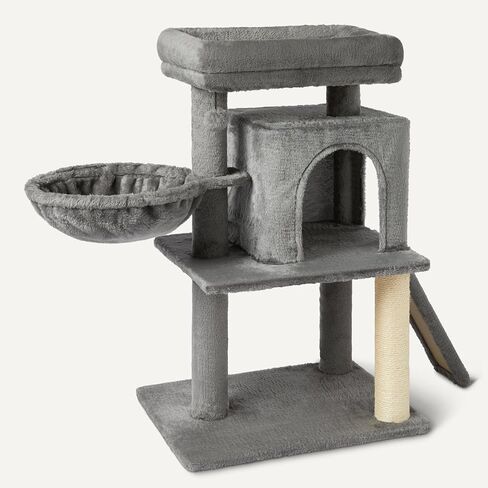 Amazon Basics Indoor Cat & Kittens Tower Multi-Level Climbing Tower مع منشورات خدش ، معتمدة من FSC ، L-60.1 "(152.7 سم) H ، رمادي in Saudi Arabia