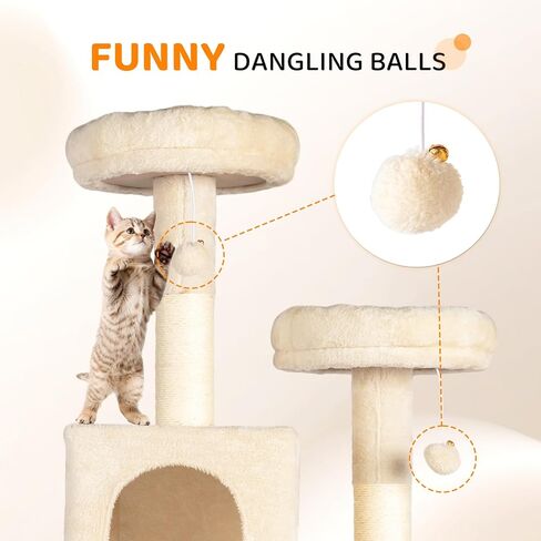 Bonnlo Barge Cat Tree مع صندوق القمامة ، وبرج Cat Wooden Cat All-in-1 ، و 70 بوصة منازل Caats الداخلية ، و Contens Condo Wih Screading Posts ، و Hidden Cat Room Furniture in Kuwait