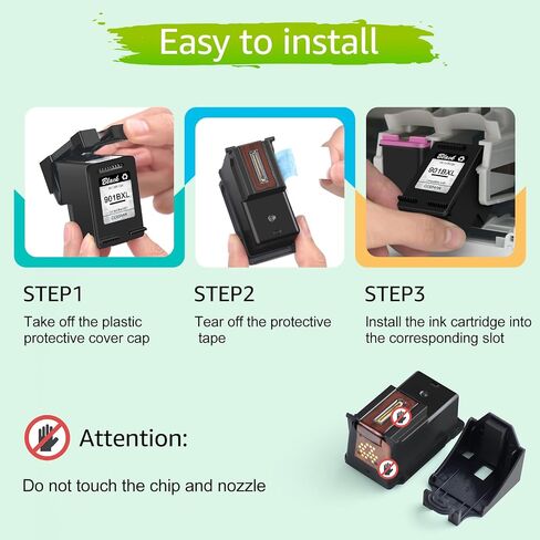 استبدال خرطوشة الحبر العالي المصنّعة من Greencycle لـ 901xl CC654AN متوافقًا مع HP Officejet G510A G510G J4680 J4550 J4624 4500 J4500 J4680C PRINTERS INKJET (2 Pack Black) in Saudi Arabia