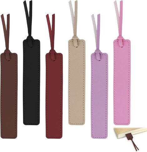 6 Pcs Leather Bookmarks with Leather Rope, Multi Color, Classic Handmade Stitched Reading Bookmarks Gift for Women Men Book Lovers Reading Use at Home Classroom Libraries in Saudi Arabia