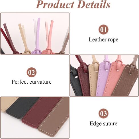 6 Pcs Leather Bookmarks with Leather Rope, Multi Color, Classic Handmade Stitched Reading Bookmarks Gift for Women Men Book Lovers Reading Use at Home Classroom Libraries in Saudi Arabia